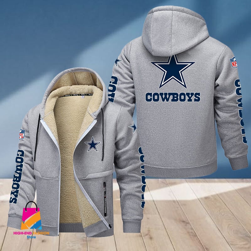 Dallas Cowboys NFL Style Fleece Zip Hoodie Jacket For Fans