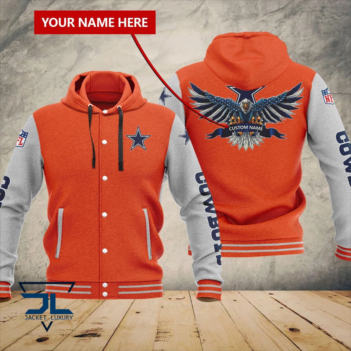 Dallas Cowboys NFL Style Hooded Baseball Jacket For Fan