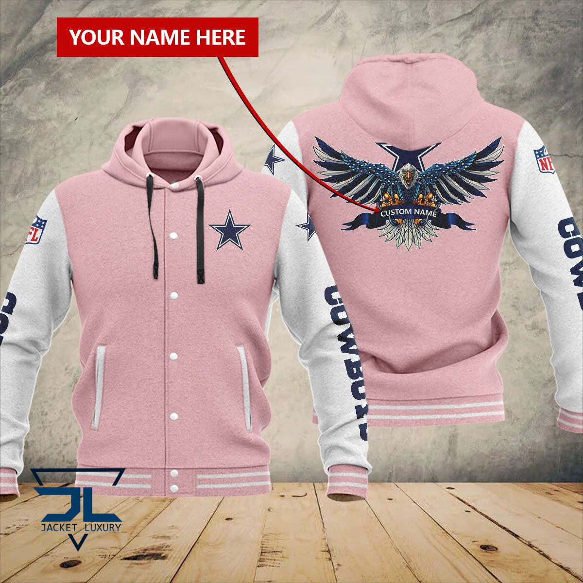 Dallas Cowboys NFL Style Hooded Baseball Jacket For Fan