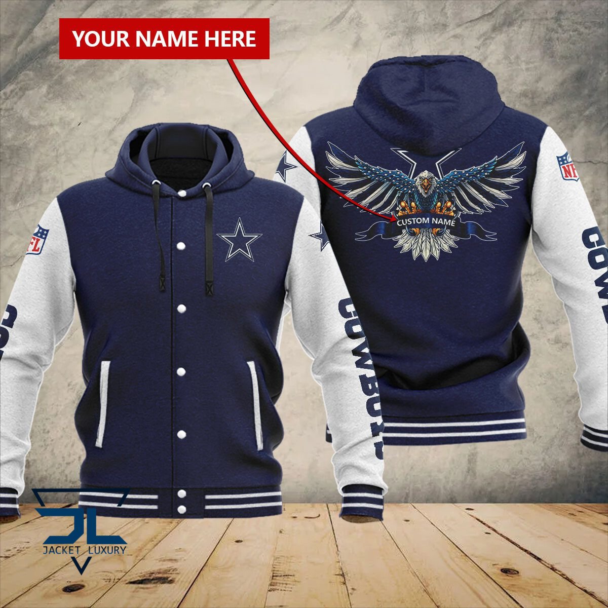 Dallas Cowboys NFL Style Hooded Baseball Jacket For Fan
