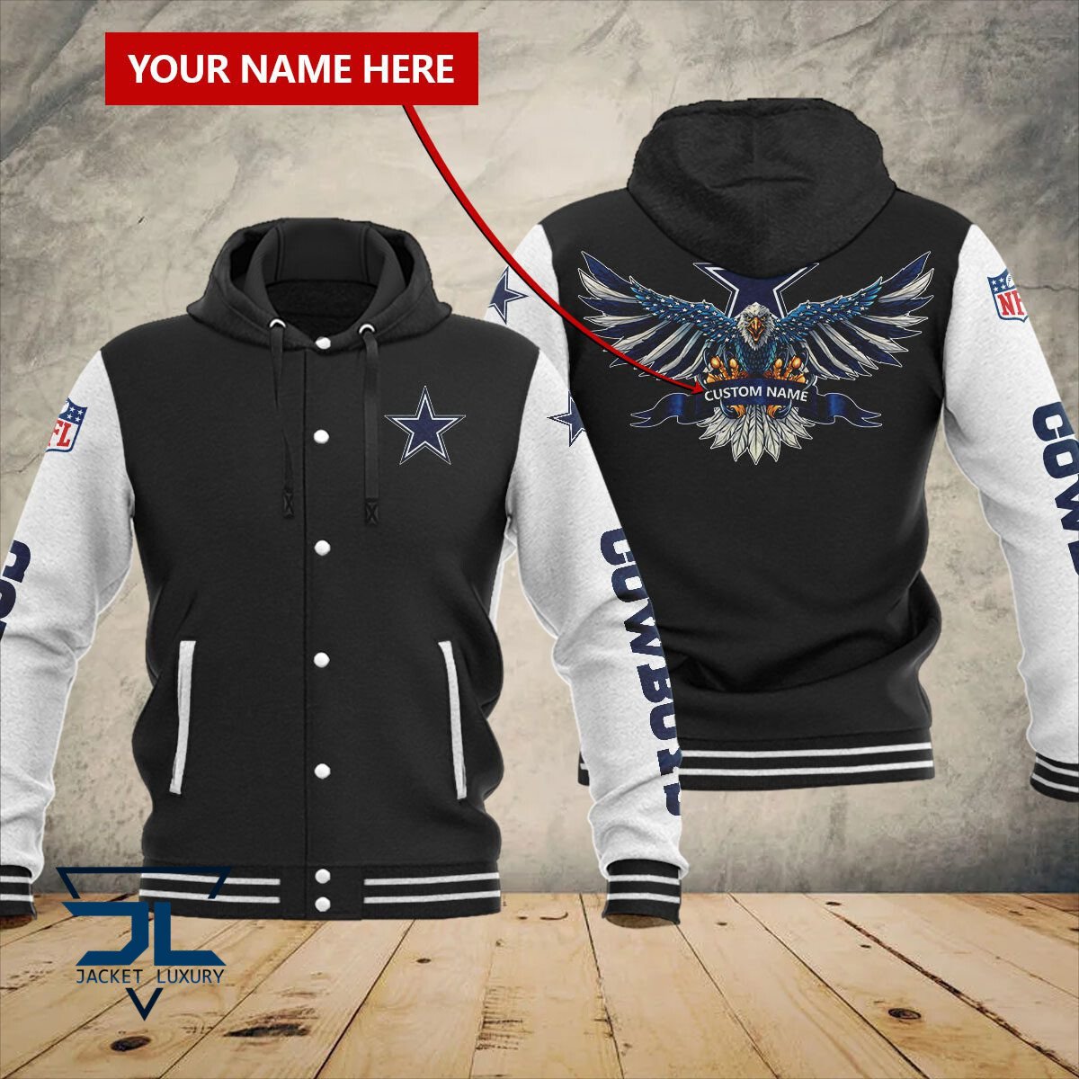 Dallas Cowboys NFL Style Hooded Baseball Jacket For Fan