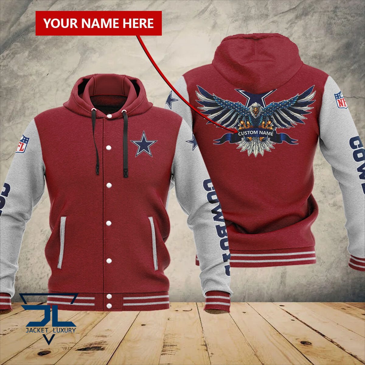 Dallas Cowboys NFL Style Hooded Baseball Jacket For Fan
