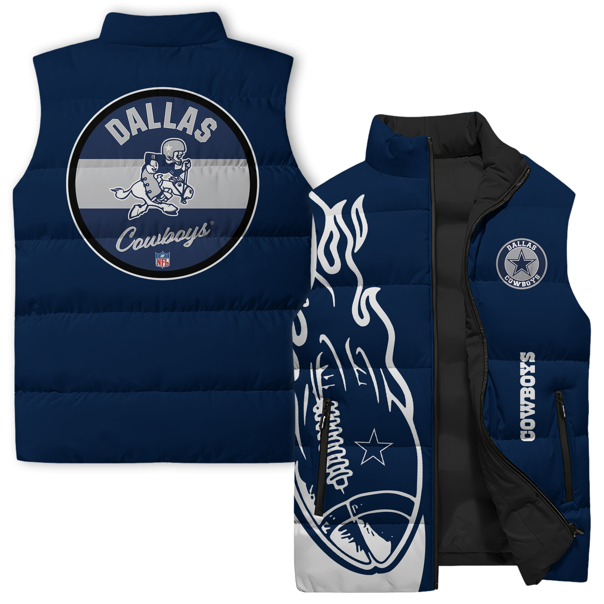 Dallas Cowboys NFL Style Sleeveless Puffer Jacket For Fans