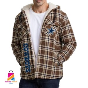 Dallas Cowboys NFL Style Zip Fleece Flannel Jacket For Fans