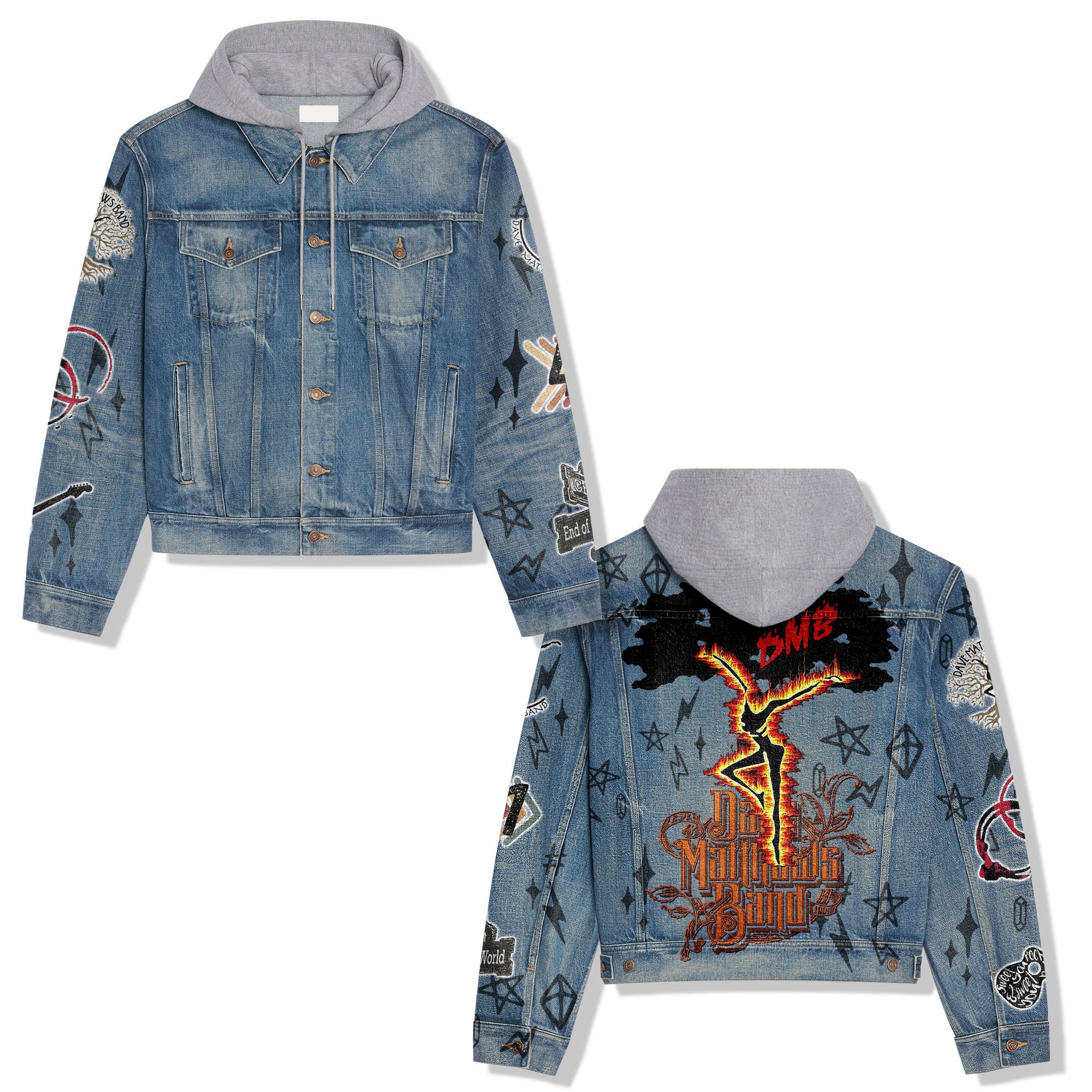 Dave Matthews Band Music Style Hooded Denim Jacket For Fans