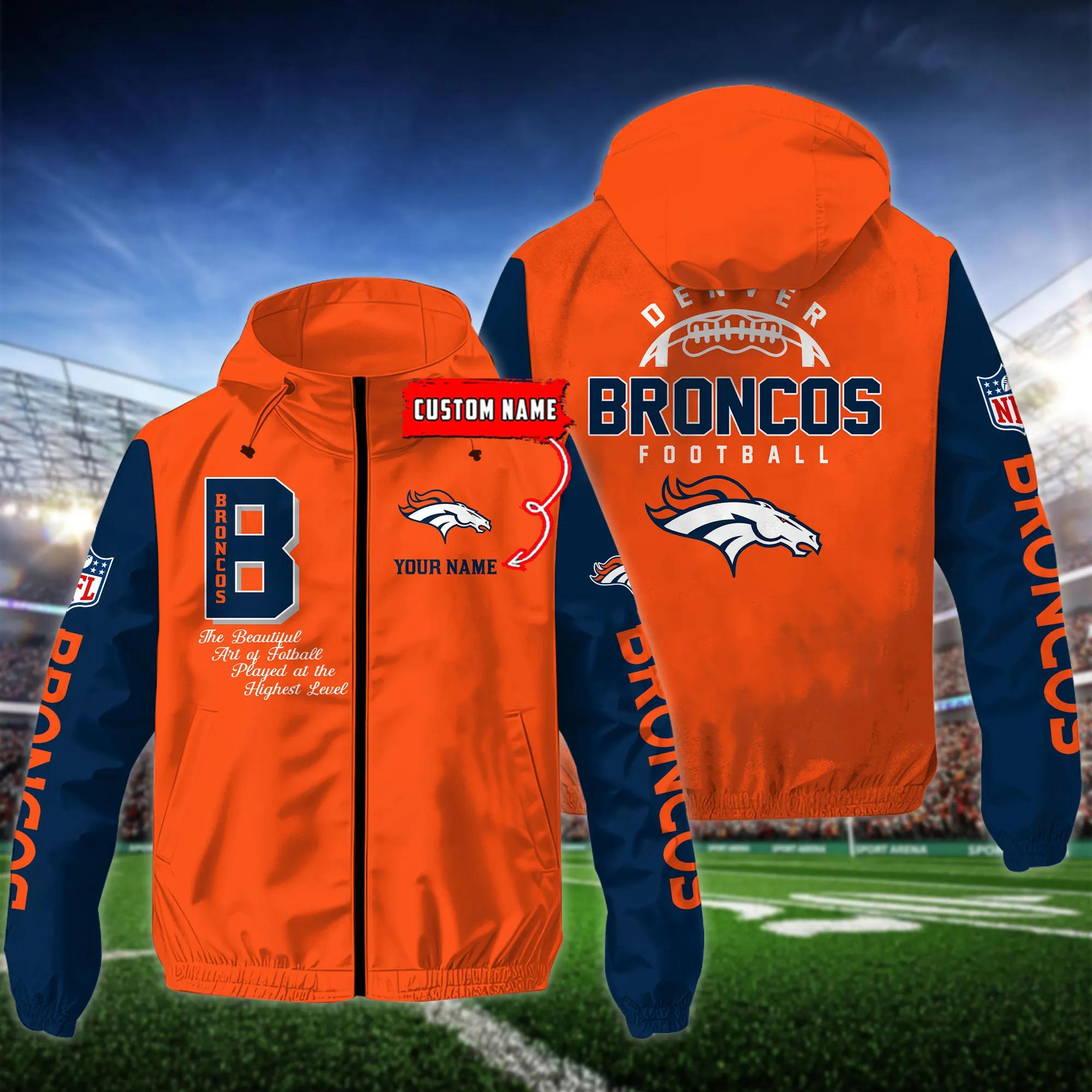 Denver Broncos NFL Personalized Style Windbreaker Jacket For Fans