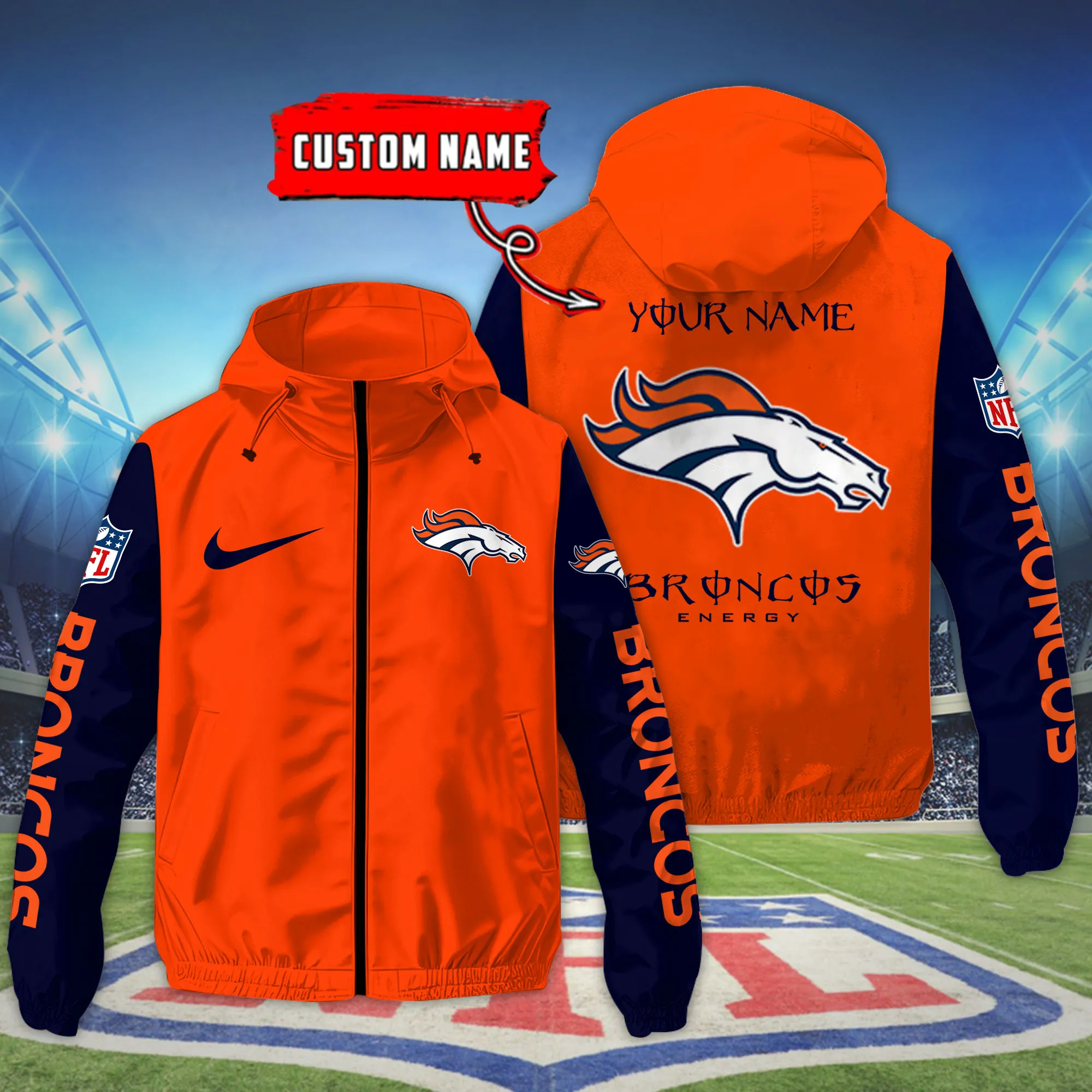 Denver Broncos NFL Personalized Style Windbreaker Jacket For Fans