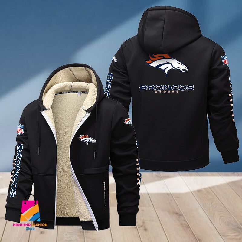 Denver Broncos NFL Style Fleece Zip Hoodie Jacket For Fans