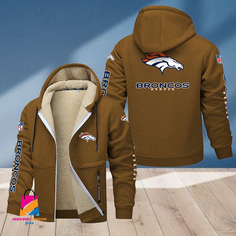 Denver Broncos NFL Style Fleece Zip Hoodie Jacket For Fans