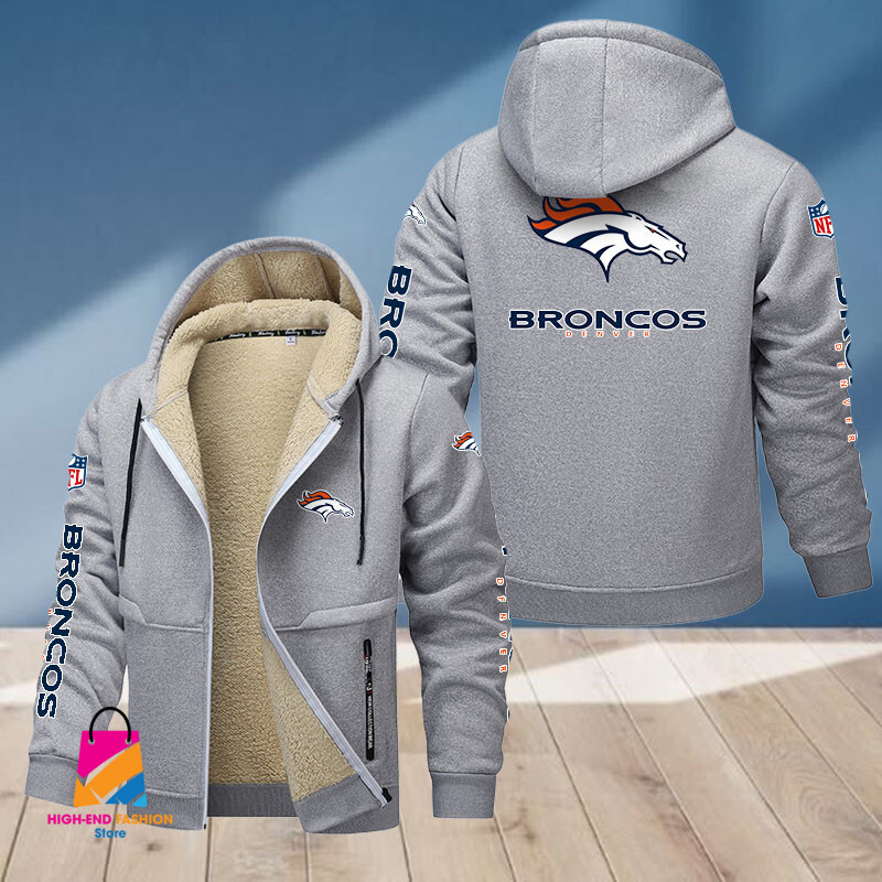 Denver Broncos NFL Style Fleece Zip Hoodie Jacket For Fans