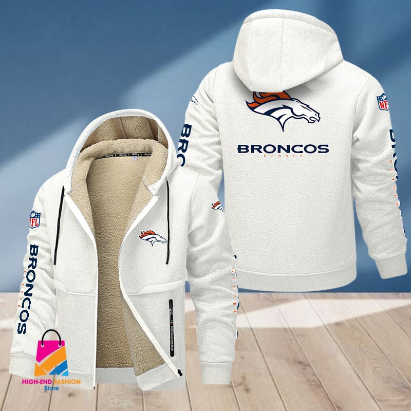 Denver Broncos NFL Style Fleece Zip Hoodie Jacket For Fans