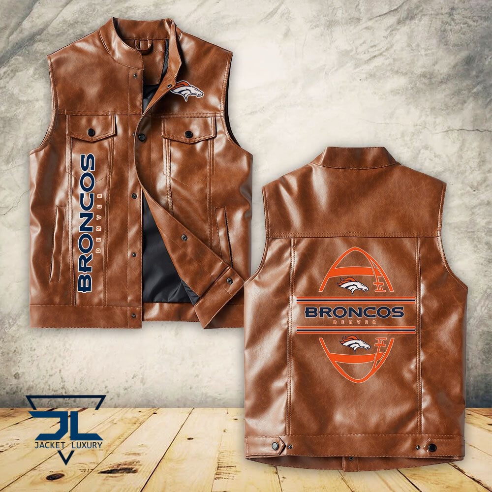 Denver Broncos NFL Style Sleeveless Leather Jacket For Fans