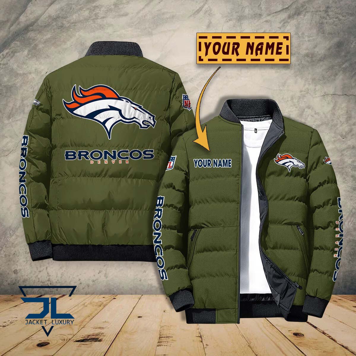 Denver Broncos NFL Style Puffer Jacket For Fans
