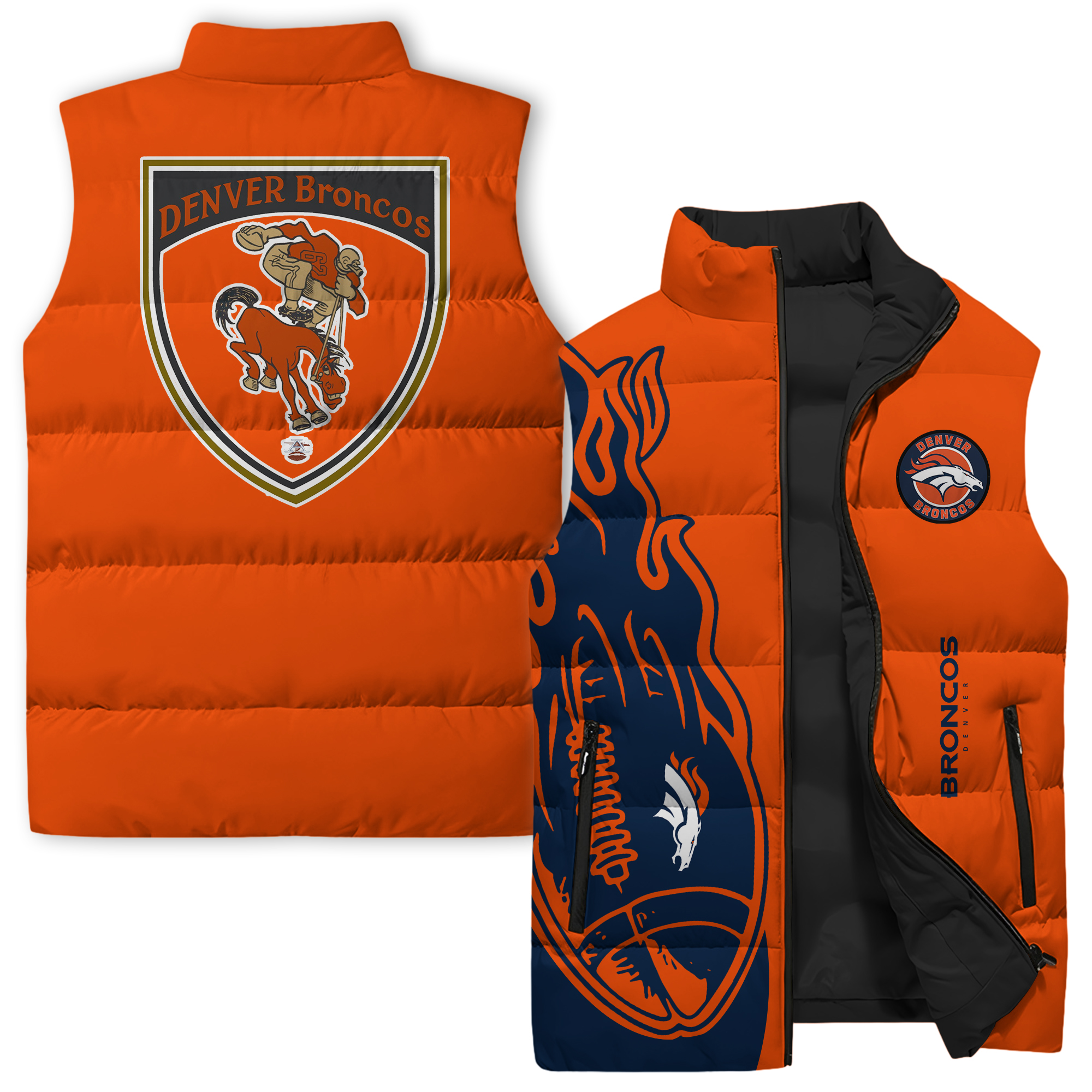 Denver Broncos NFL Style Sleeveless Puffer Jacket For Fans
