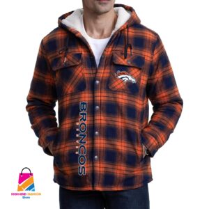 Denver Broncos NFL Style Zip Fleece Flannel Jacket For Fans