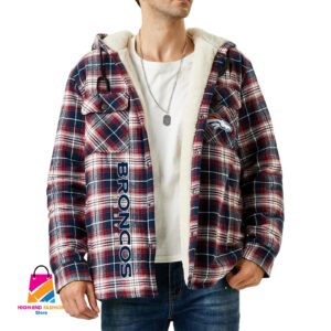 Denver Broncos NFL Style Zip Fleece Flannel Jacket For Fans