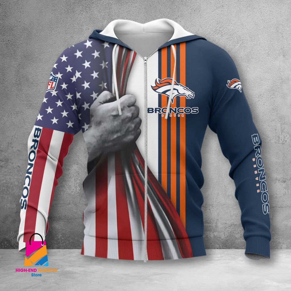 Denver Broncos NFL Style Zip Hoodie Jacket For Fans