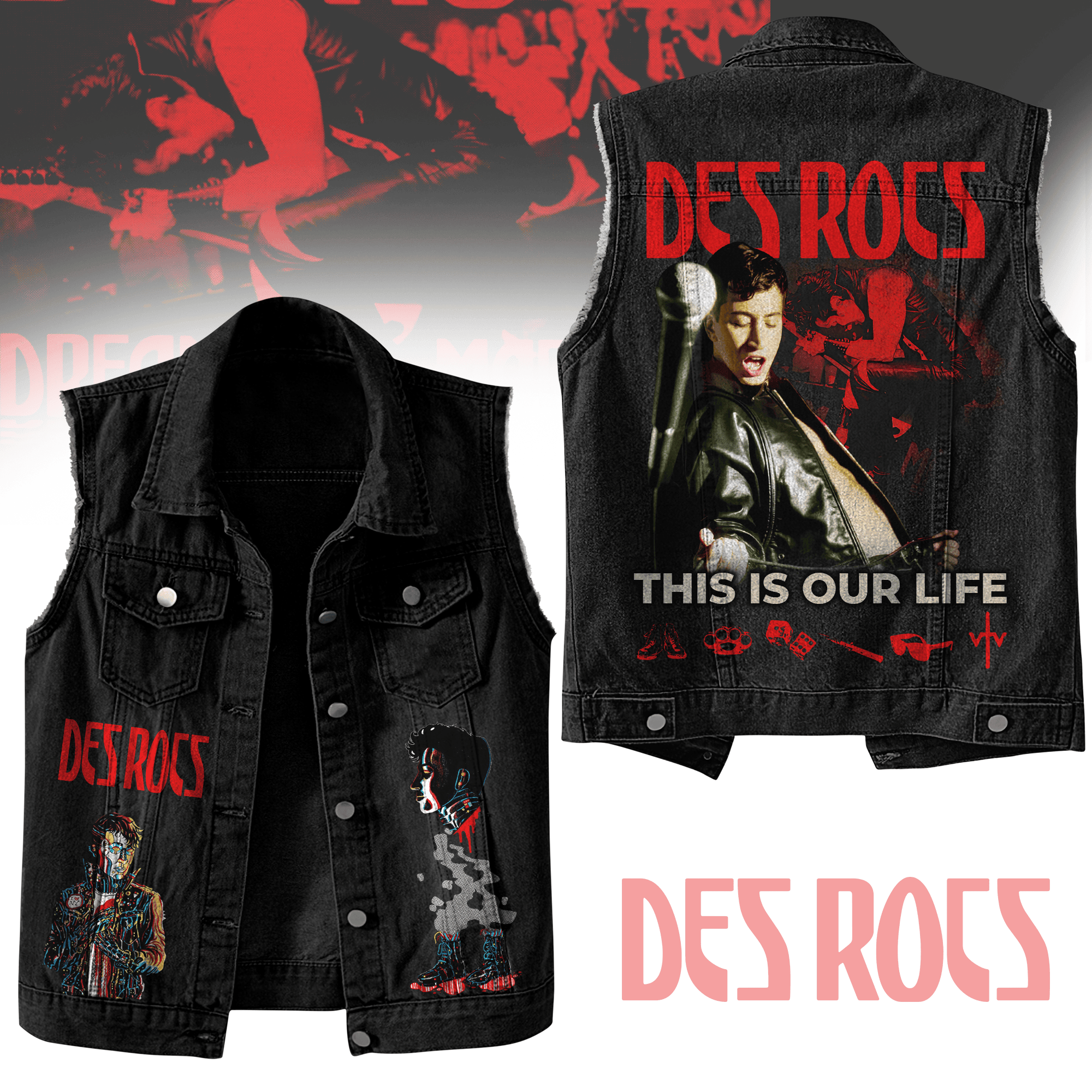 Des Rocs Music Style Sleeveless Jacket For Fans