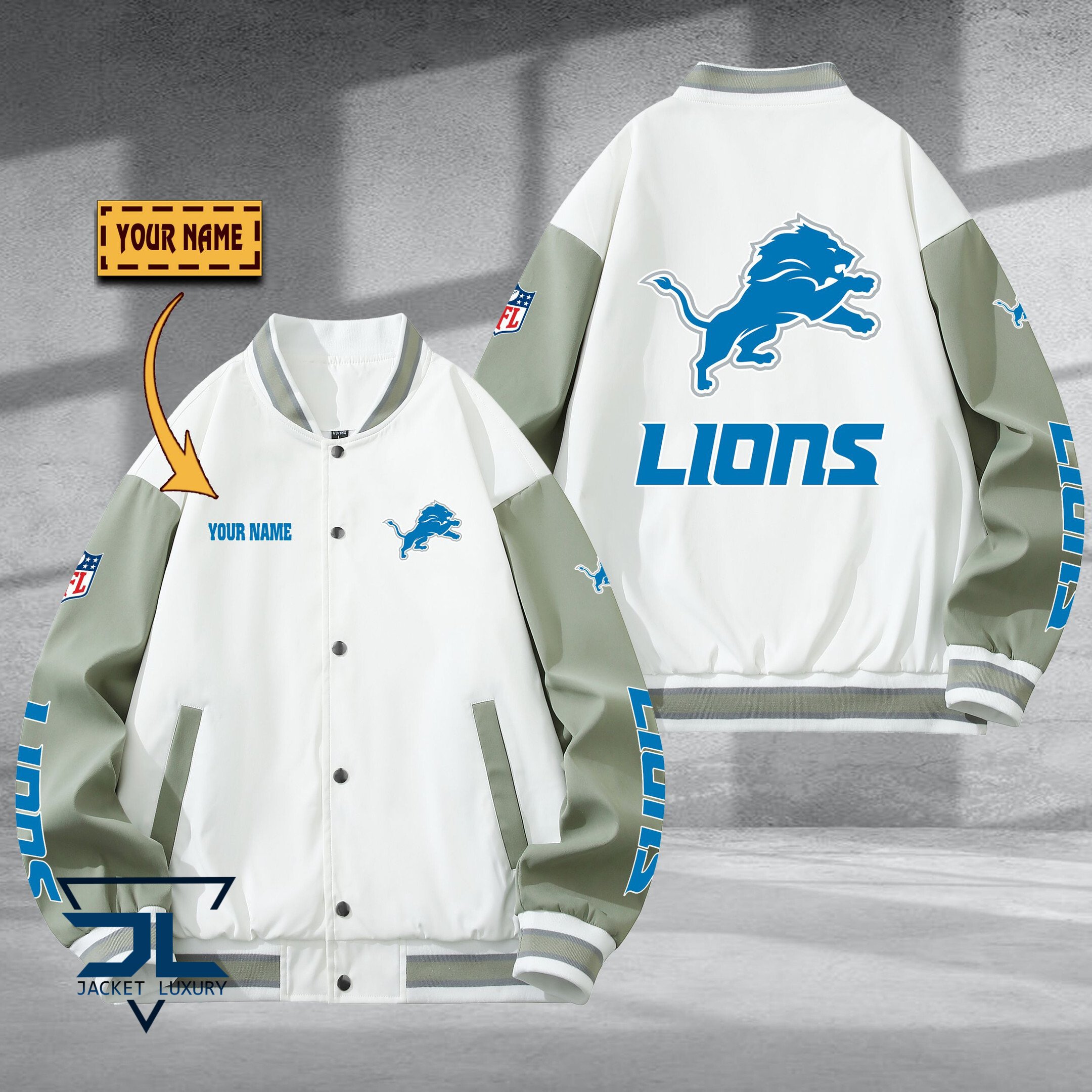 Detroit Lion NFL Style Baseball Jacket For Fan