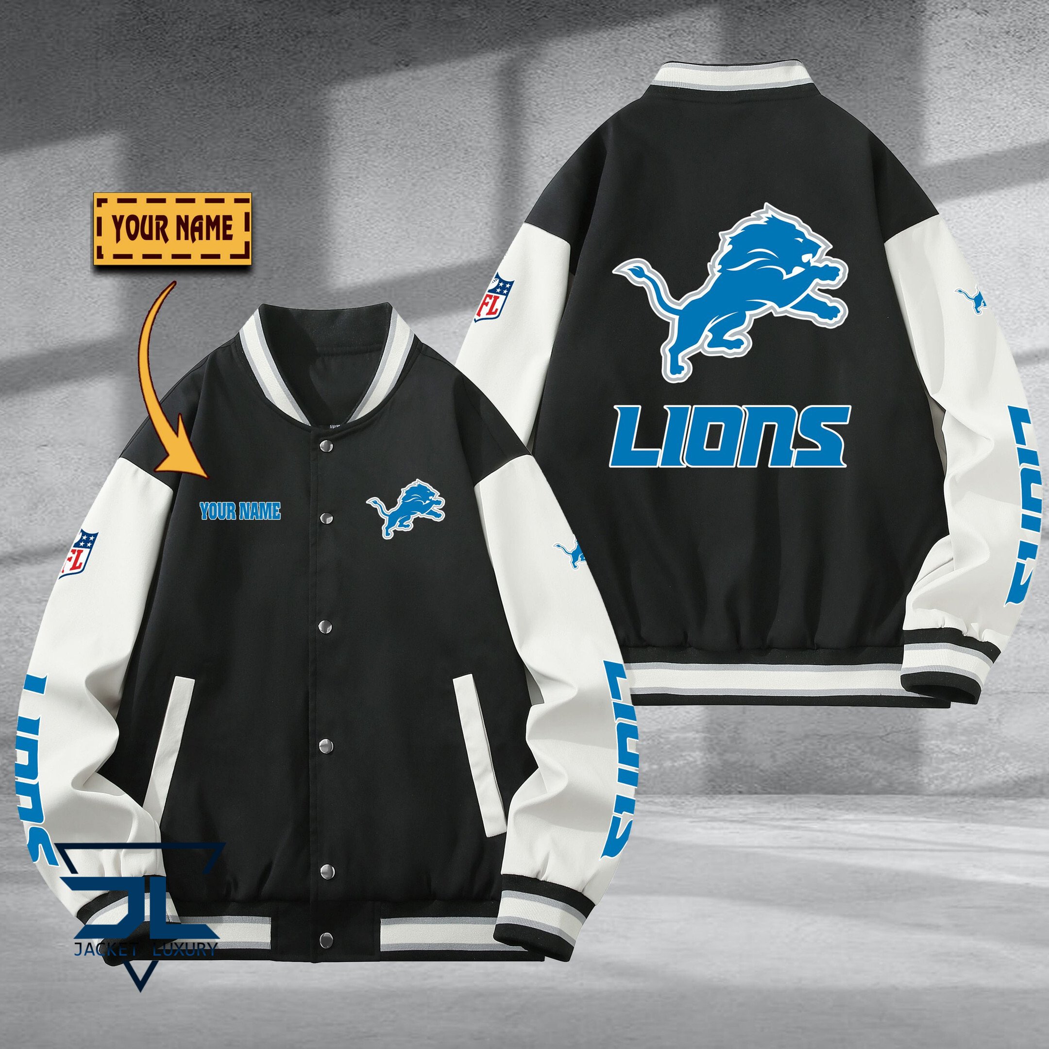 Detroit Lion NFL Style Baseball Jacket For Fan