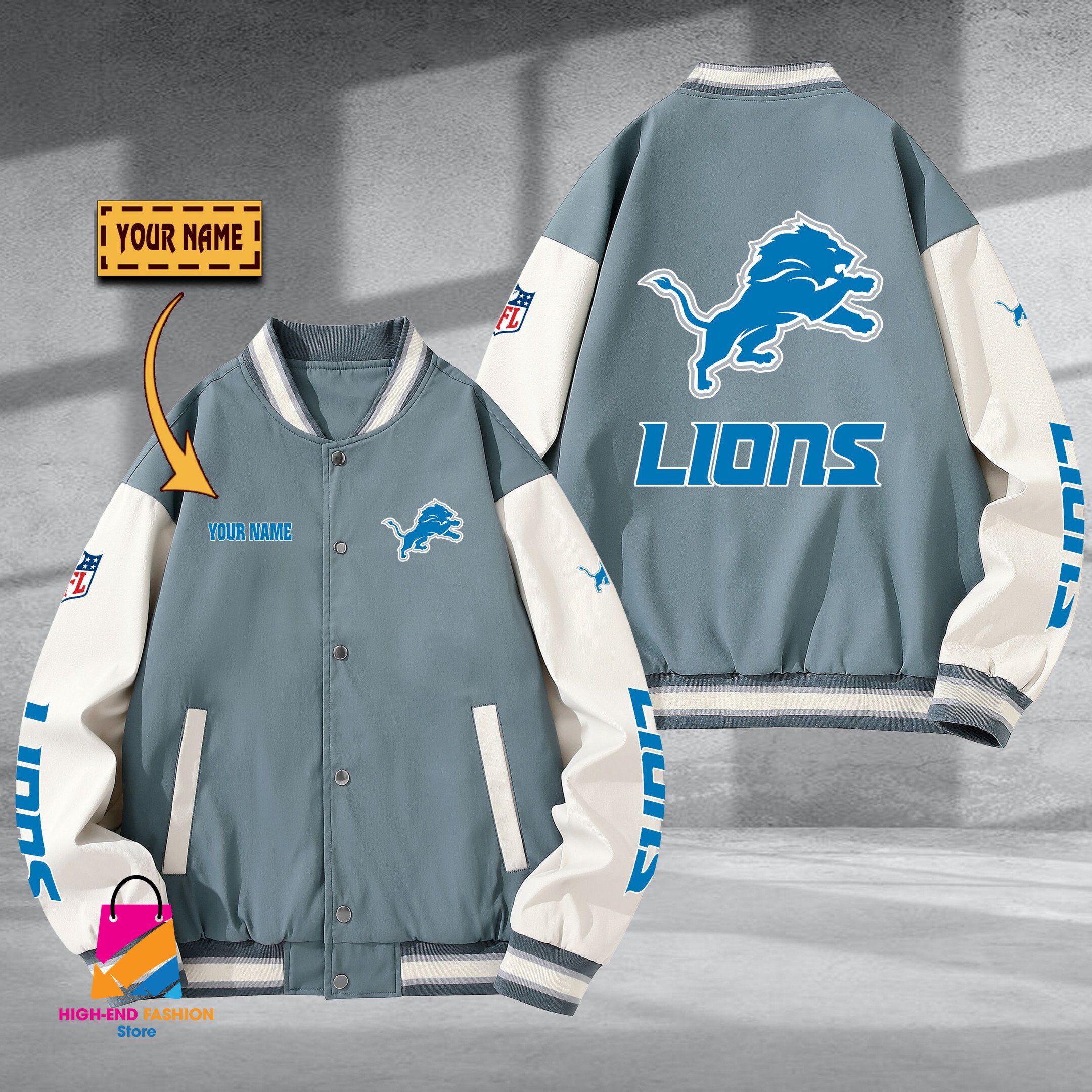 Detroit Lion NFL Style Baseball Jacket For Fan