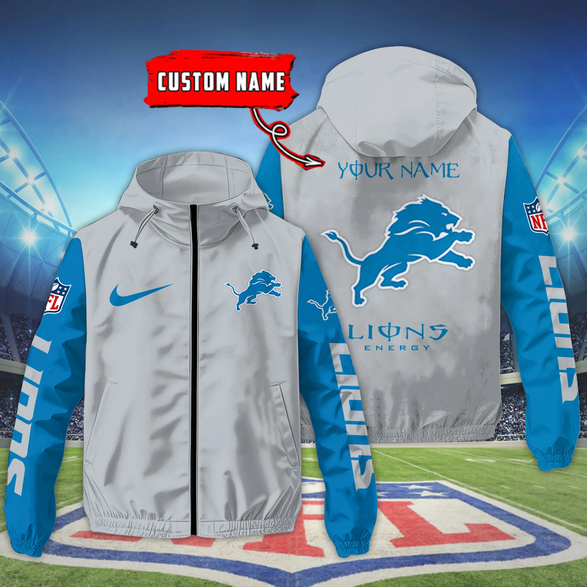 Detroit Lions NFL Personalized Style Windbreaker Jacket For Fans