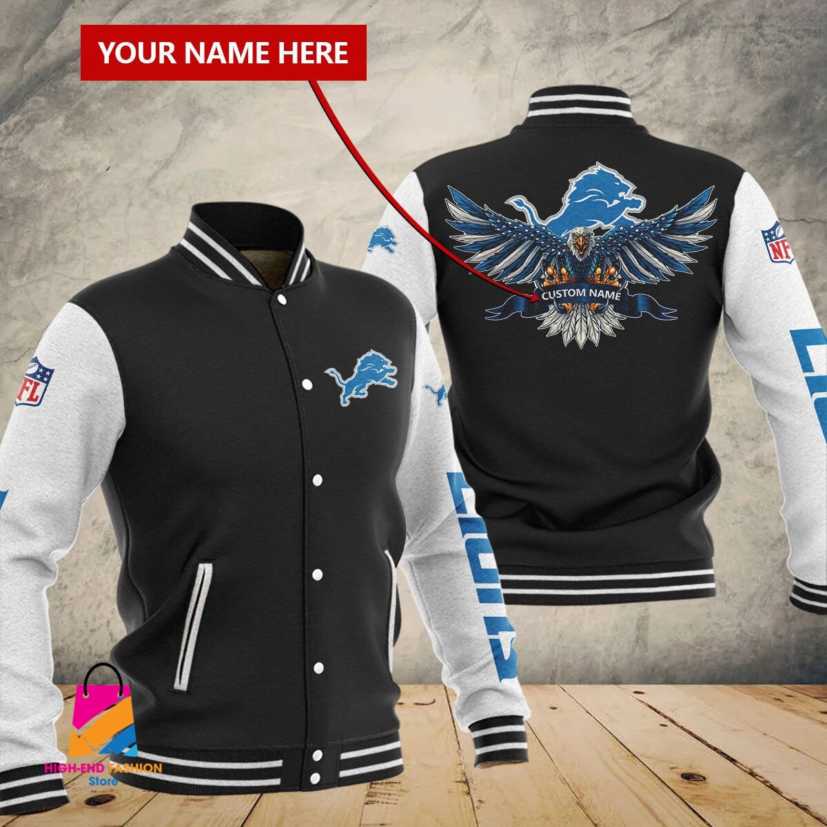 Detroit Lions NFL Style Baseball Jacket For Fan