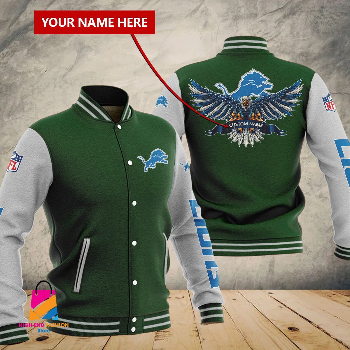 Detroit Lions NFL Style Baseball Jacket For Fan