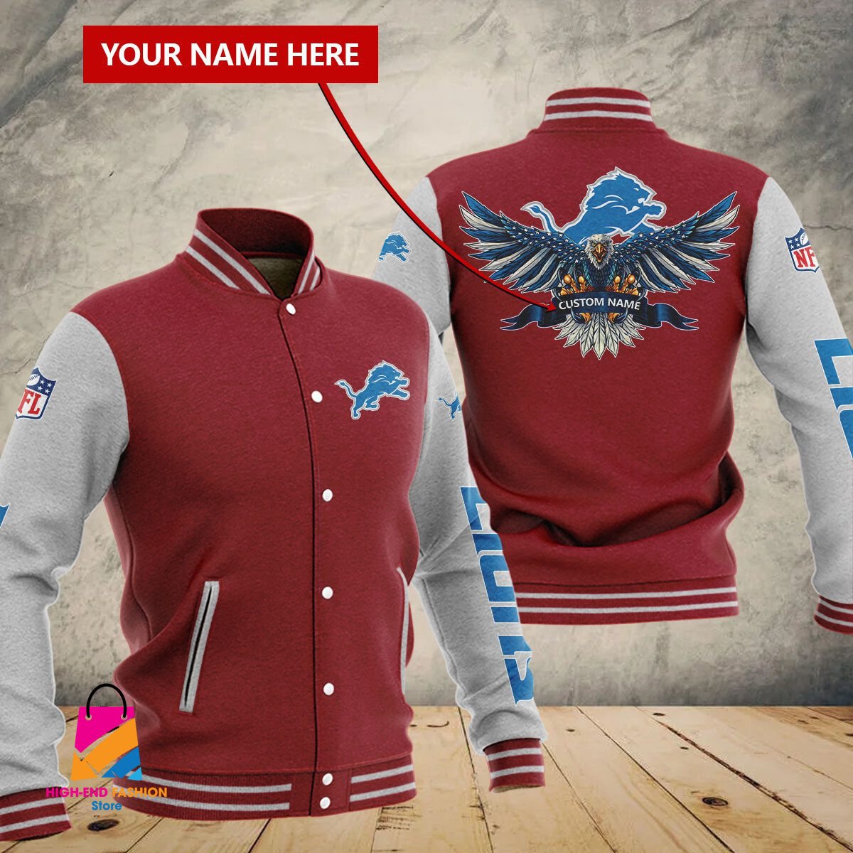 Detroit Lions NFL Style Baseball Jacket For Fan