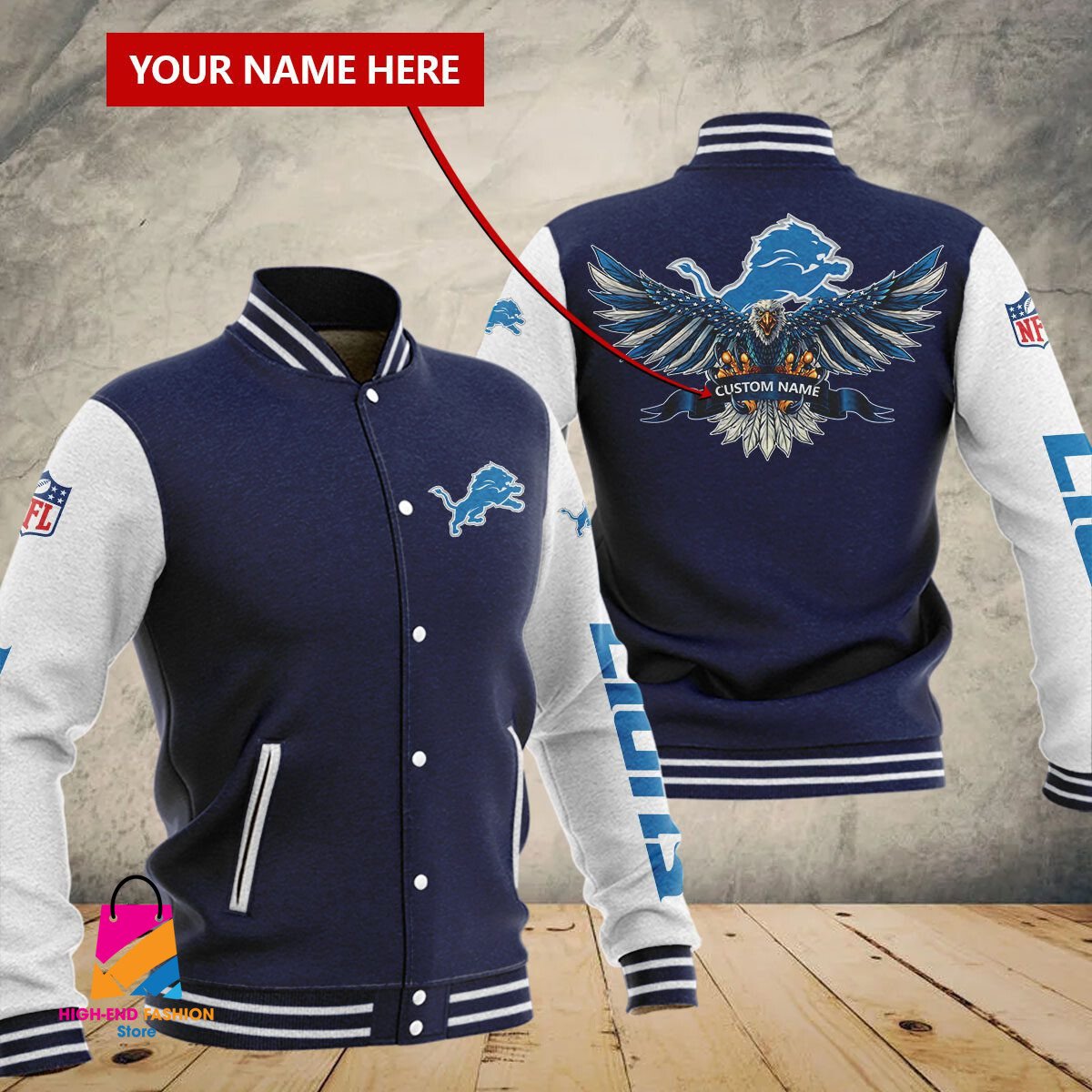 Detroit Lions NFL Style Baseball Jacket For Fan