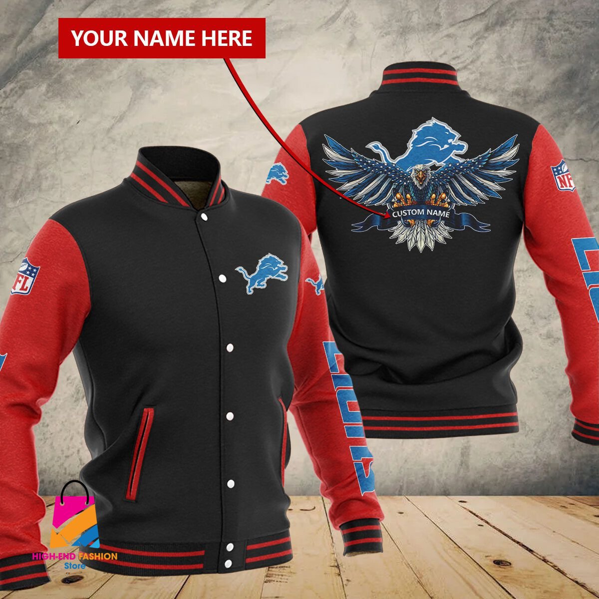 Detroit Lions NFL Style Baseball Jacket For Fan