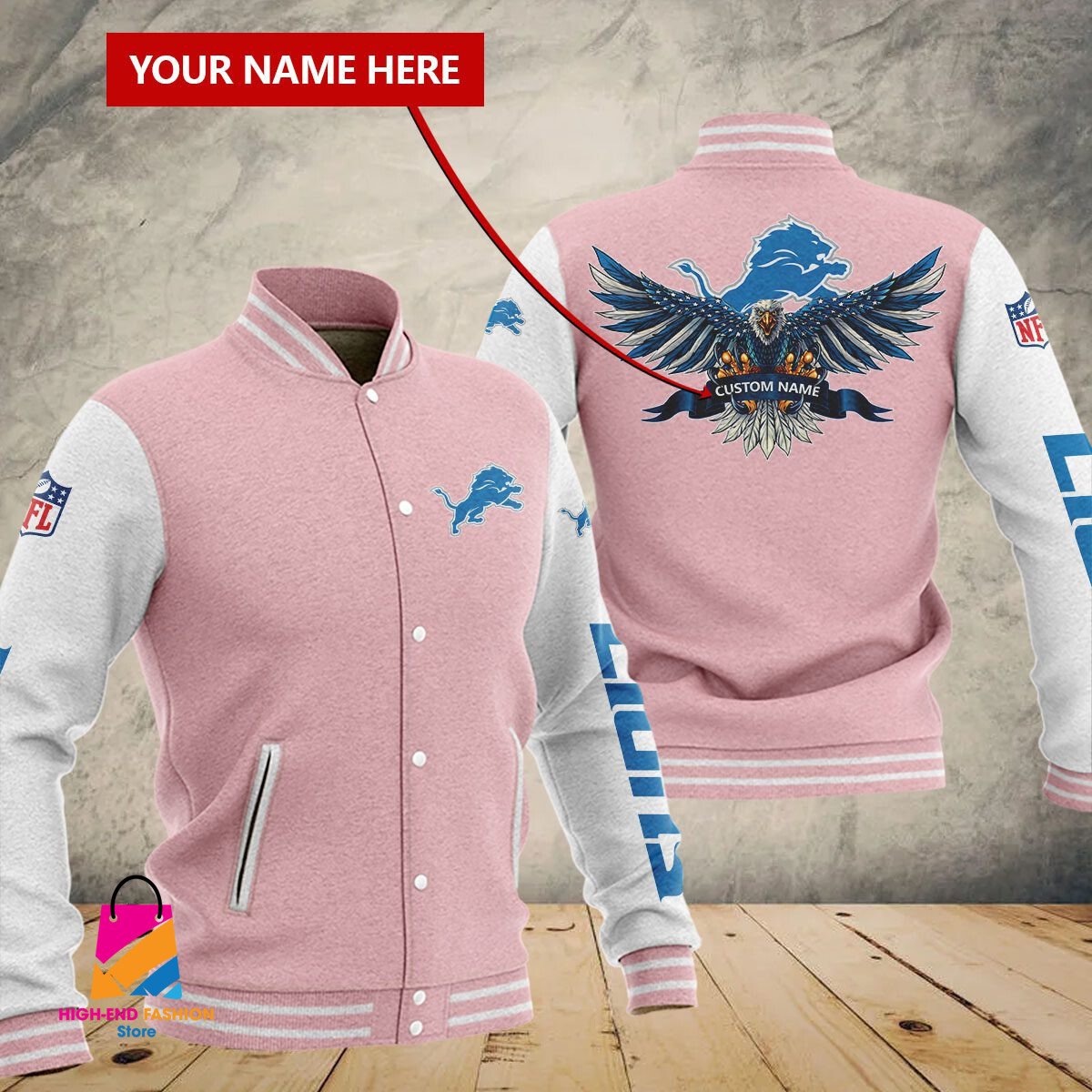 Detroit Lions NFL Style Baseball Jacket For Fan