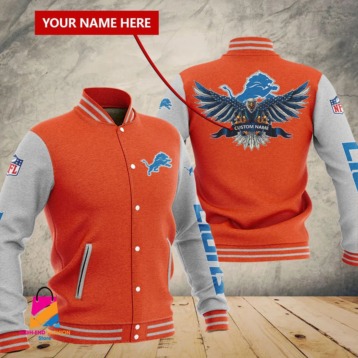 Detroit Lions NFL Style Baseball Jacket For Fan