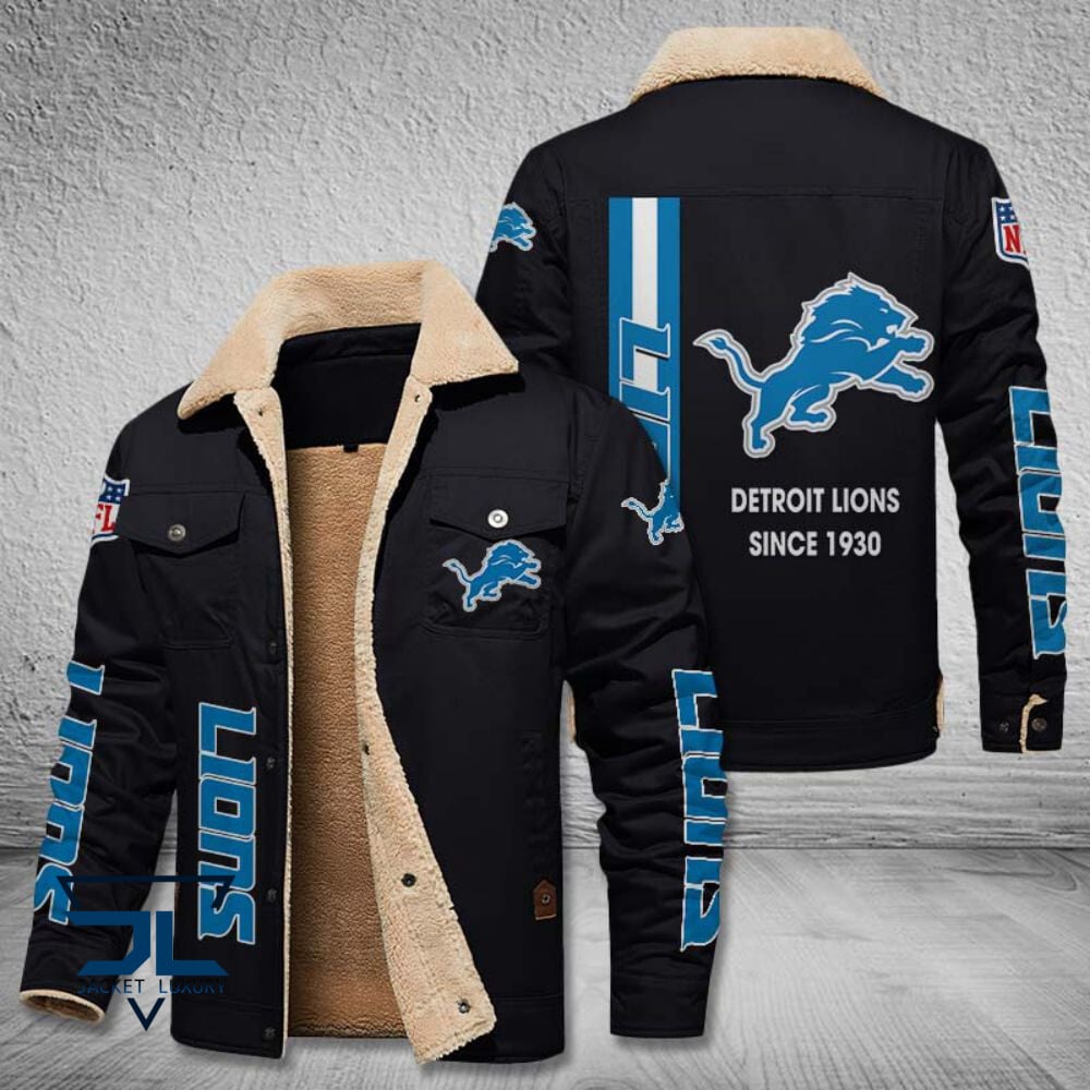 Detroit Lions NFL Style Fleece Thermal Cotton Jacket For Fans