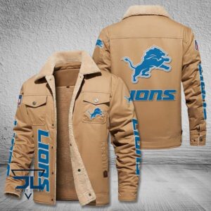 Detroit Lions NFL Style Fleece Thermal Cotton Jacket For Fans