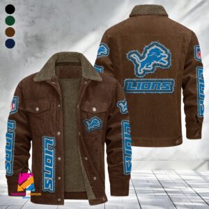 Detroit Lions NFL Style Fleece Thermal Cotton Jacket For Fans