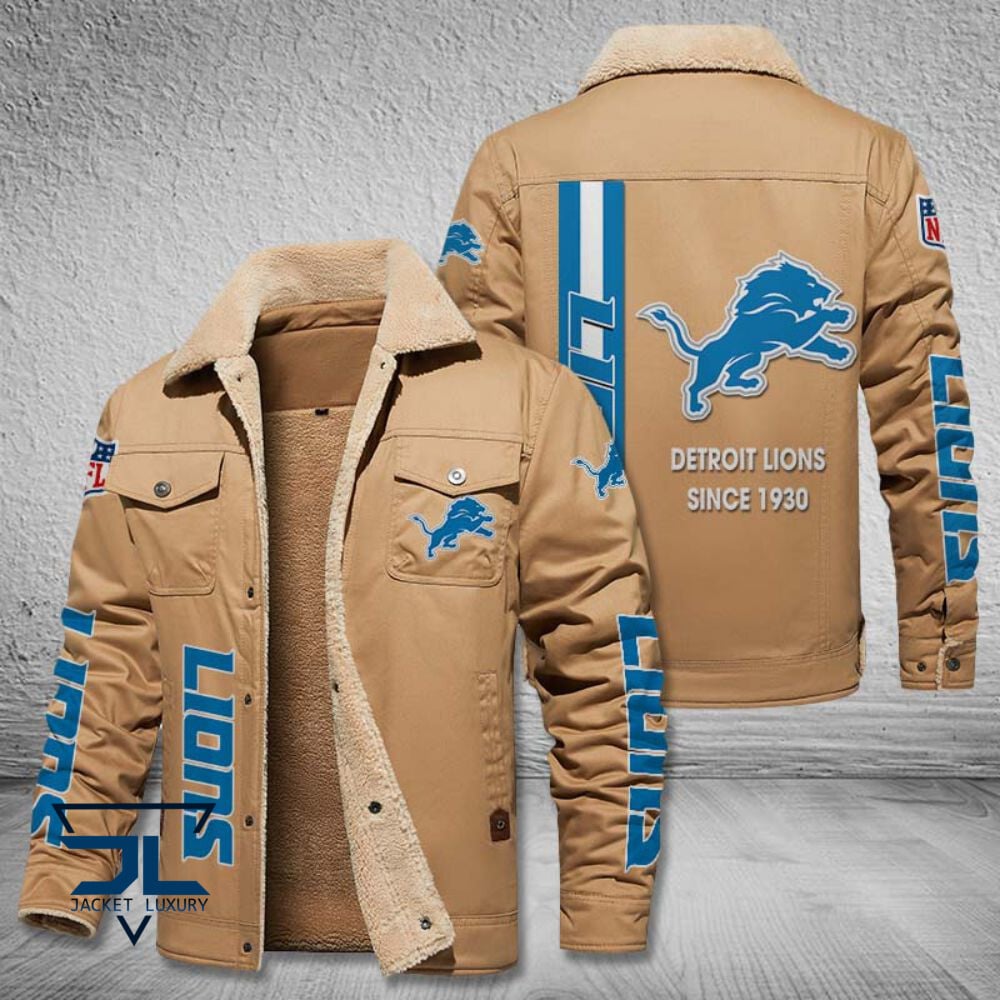 Detroit Lions NFL Style Fleece Thermal Cotton Jacket For Fans