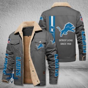 Detroit Lions NFL Style Fleece Thermal Cotton Jacket For Fans