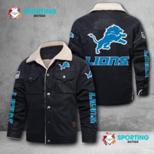 Detroit Lions NFL Style Fleece Thermal Cotton Jacket For Fans