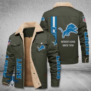 Detroit Lions NFL Style Fleece Thermal Cotton Jacket For Fans