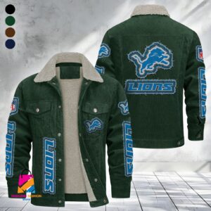 Detroit Lions NFL Style Fleece Thermal Cotton Jacket For Fans