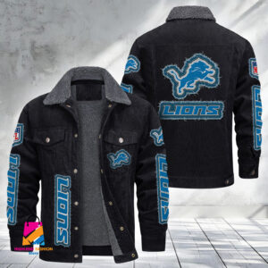 Detroit Lions NFL Style Fleece Thermal Cotton Jacket For Fans