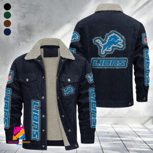 Detroit Lions NFL Style Fleece Thermal Cotton Jacket For Fans