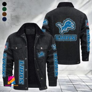 Detroit Lions NFL Style Fleece Thermal Cotton Jacket For Fans