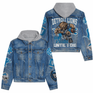 Detroit Lions NFL Style Hooded Denim Jacket For Fans