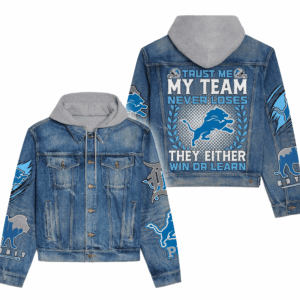 Detroit Lions NFL Style Hooded Denim Jacket For Fans