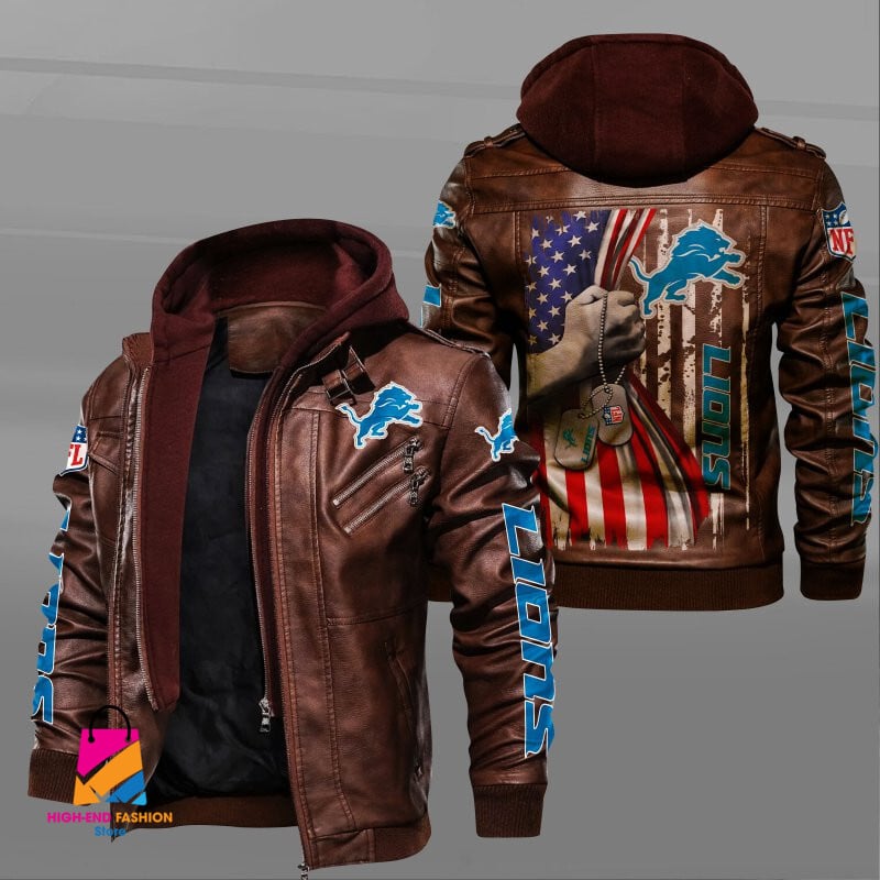 Detroit Lions NFL Style Leather Jacket For Fan
