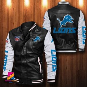 Detroit Lions NFL Style Leather Jacket For Fan