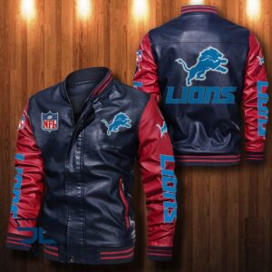 Detroit Lions NFL Style Leather Jacket For Fan