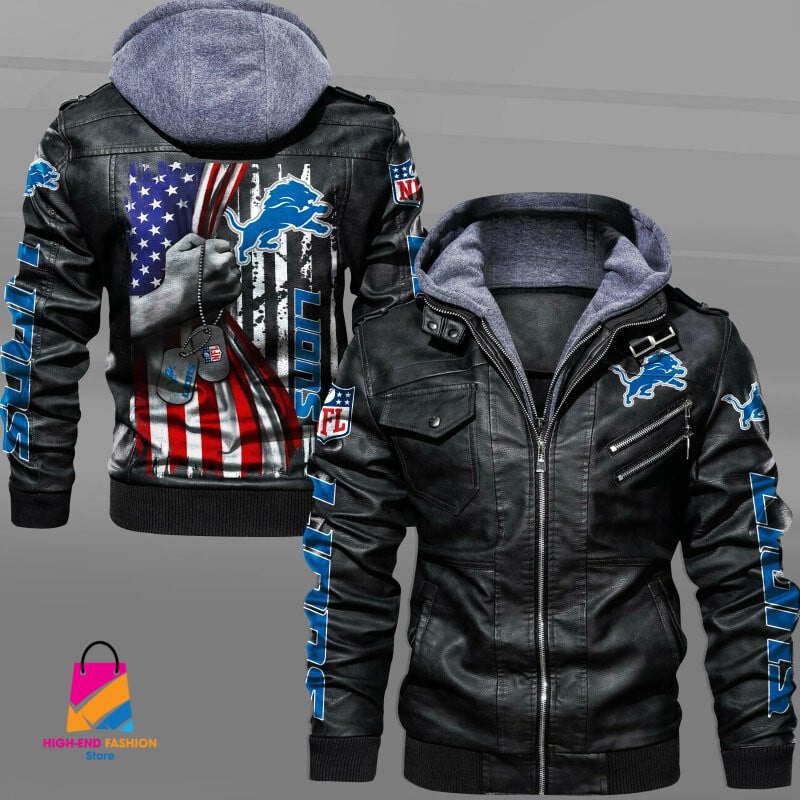 Detroit Lions NFL Style Leather Jacket For Fan